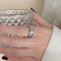 Silver-Tone Open Adjustable Liquid Metal Band Ring view 2