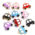 Enamel Car Charms in Five Colors and Two Metal Tones view 1