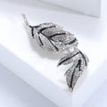 Curved Crystal Leaf Brooch in Three Tones for Jackets, Coats, and Scarves view 3