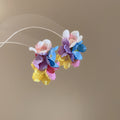 Multicolor Fabric Flower Cluster Stud Earrings Fashion Jewelry view 6