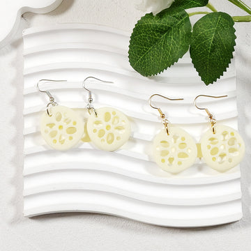 Gold or Silver Lotus Root Slice Drop Earrings with Random Option