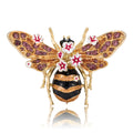 Gold Tone Enamel Bee Brooch Crystal Wing Flower Pin view 5