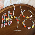 Multicolor Resin Flower Beaded Bracelets Necklace Earrings view 4