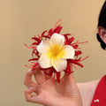 Fabric Plumeria Flower Duckbill Hair Clips Six Colors view 1
