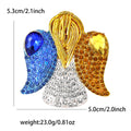 Three Figure Crystal Brooch in Blue White and Amber view 4