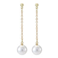 Pearl Look Ball Gold Chain Extra Long Stud Earrings view 5