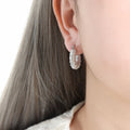 Woven Texture U Shape Hoop Earrings Gold Steel Finish view 6