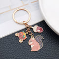 Autumn Squirrel Acorn Harvest Wagon Enamel Charm Keychain view 4