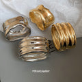Wide Wavy Metal Cuff In Gold Or Silver Tone With Mixed Gallery Designs view 3
