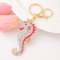 Rhinestone Enamel Crown Seahorse Keychain Metal Bag Charm view 6