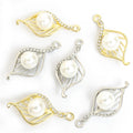Pearl Leaf Cage Pendant Charms in Gold and Silver Tones view 4