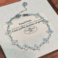 Crystal Flower Link Bracelets Turquoise Accent Silver Rose Gold view 6