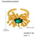 Gold Starburst Flower Ring And Stud Earrings Oval Zircon view 8