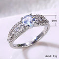 Silver Tone Round Stone Arched Pave Shoulder Ring Statement Jewelry view 5