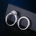 Square Cluster Halo Two-Ring Set In Polished Silver Tone view 4