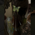 Green Embroidered Butterfly Tassel Duckbill Hair Clip view 2