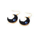 Gold Crescent Resin Moon Evil Eye Drop Earrings Two Colors view 5
