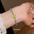 Silver Adjustable Clover Cat Eye Flower Bracelets Six Colors view 4