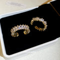Gold Baguette Cubic Zirconia Open Cuff Rings Two Piece view 2
