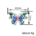 Silver Tone Multicolor Enamel Butterfly Necklace Ring Earrings view 3