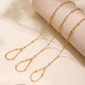 Gold Stainless Steel Beaded Hand Finger Chain Bracelet Adjustable view 4
