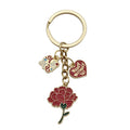 Gold Tone Mother's Day Rose and Message Charm Keychain view 6