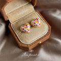 Multicolor Pave Crystal Heart Gold Tone Stud Earrings view 3