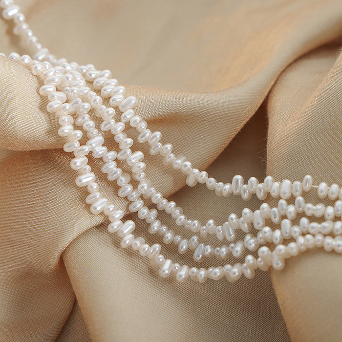White Oval Faux Pearl Beaded Choker Necklace Strand