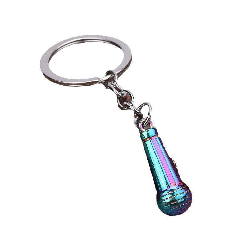 Mini Microphone Zinc Alloy Keychain Actor Souvenir Bag Charm