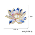 Gradient Enamel Lotus Brooch with Pearl Center Clothing Pin view 5