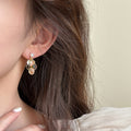Amber Tone Grape Cluster Drop Earrings with Polished Metal Accents view 4