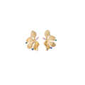 Gold Sculpted Flower Color Accent Statement Stud Earrings view 5