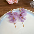 Sheer Petal Flower Cascade Long Drop Earrings in Four Colors view 7