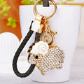 Jeweled Lamb Keychain with Gold Tone Hardware and Crystal Accents view 2
