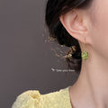 Light Green Glass Grape Drop Earrings Gold Fishhooks view 2