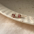 Gold-Tone Mini Red Crown Stud Earrings Clear Center Stone view 4