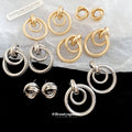Textured Interlocking Circle and Knot Stud Earrings view 1