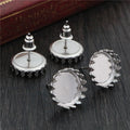 Stainless Steel Sawtooth Round Bezel Stud Earring Settings view 2