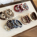 Knit Fabric Printed Elastic Hair Ties Four Piece Set view 3