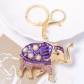 Enamel Sun Rhinestone Elephant Keychain Gold Clasp Four Colors view 1