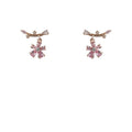 Rose Gold Pink Crystal Flower Branch Drop Stud Earrings view 5