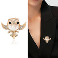 Small Owl Brooch with Faux Pearl Body for Jackets, Coats, and Scarves view 2