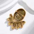 Gold Tone Flower Polished Metal Brooch Pin for Jackets and Lapels view 3