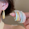 Pastel Wide C Shape Hoop Stud Earrings In Two Sizes view 2
