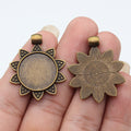 Two Finish Sunflower Round Pendant Setting Metal Jewelry Making Component view 3