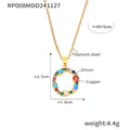 Multicolor Zircon Letter Pendant Necklace On Gold Tone Chain view 7