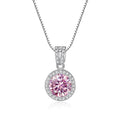 Round Crystal Halo Silver Tone Necklaces Polished Jewelry Accessory view 5
