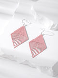 Silver Tone Diamond Radiating Openwork Hook Earrings in Seven Colors view 4