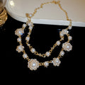 Layered Faux Pearl And Crystal Necklace In Two Finishes view 6