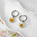 Silver Huggie Hoops Geometric Dried Flower Charms 10 Styles view 12